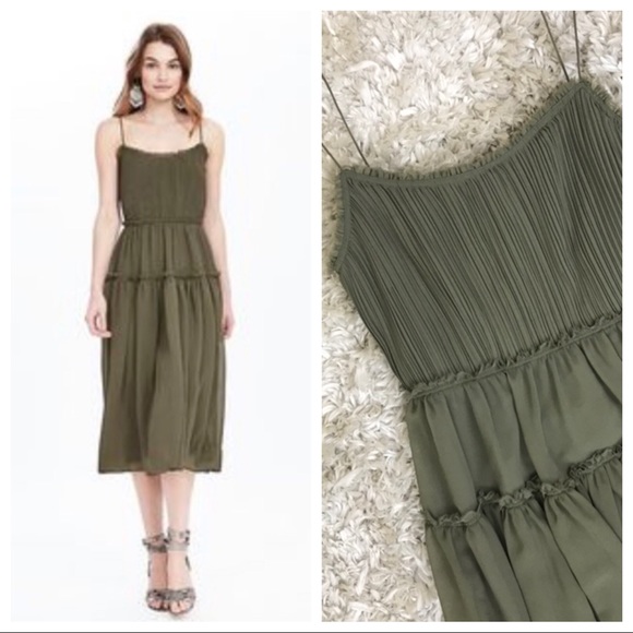 banana republic olive green dress
